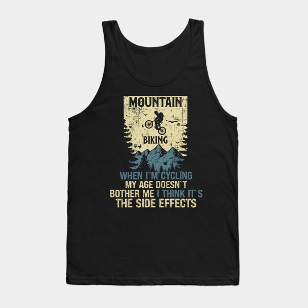 Mountain biking through the woods distressed look vintage funny quote MTB Tank Top by HomeCoquette